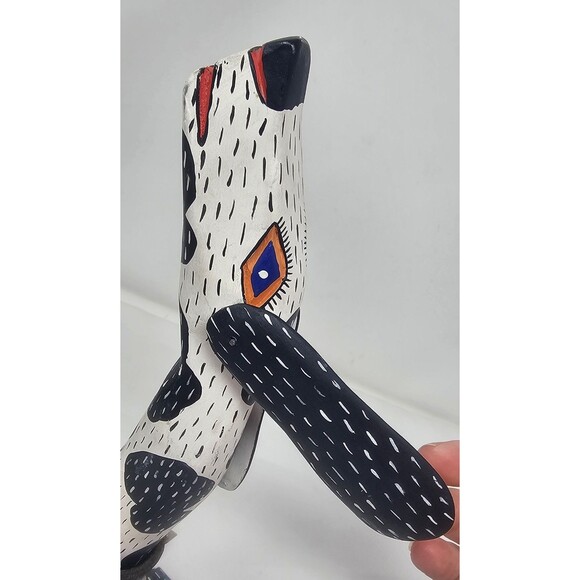 Oaxacan Painted Mexican Folk Art Dog Leather Collar Alebrije Wood By Juan 15x11" - Picture 14 of 16